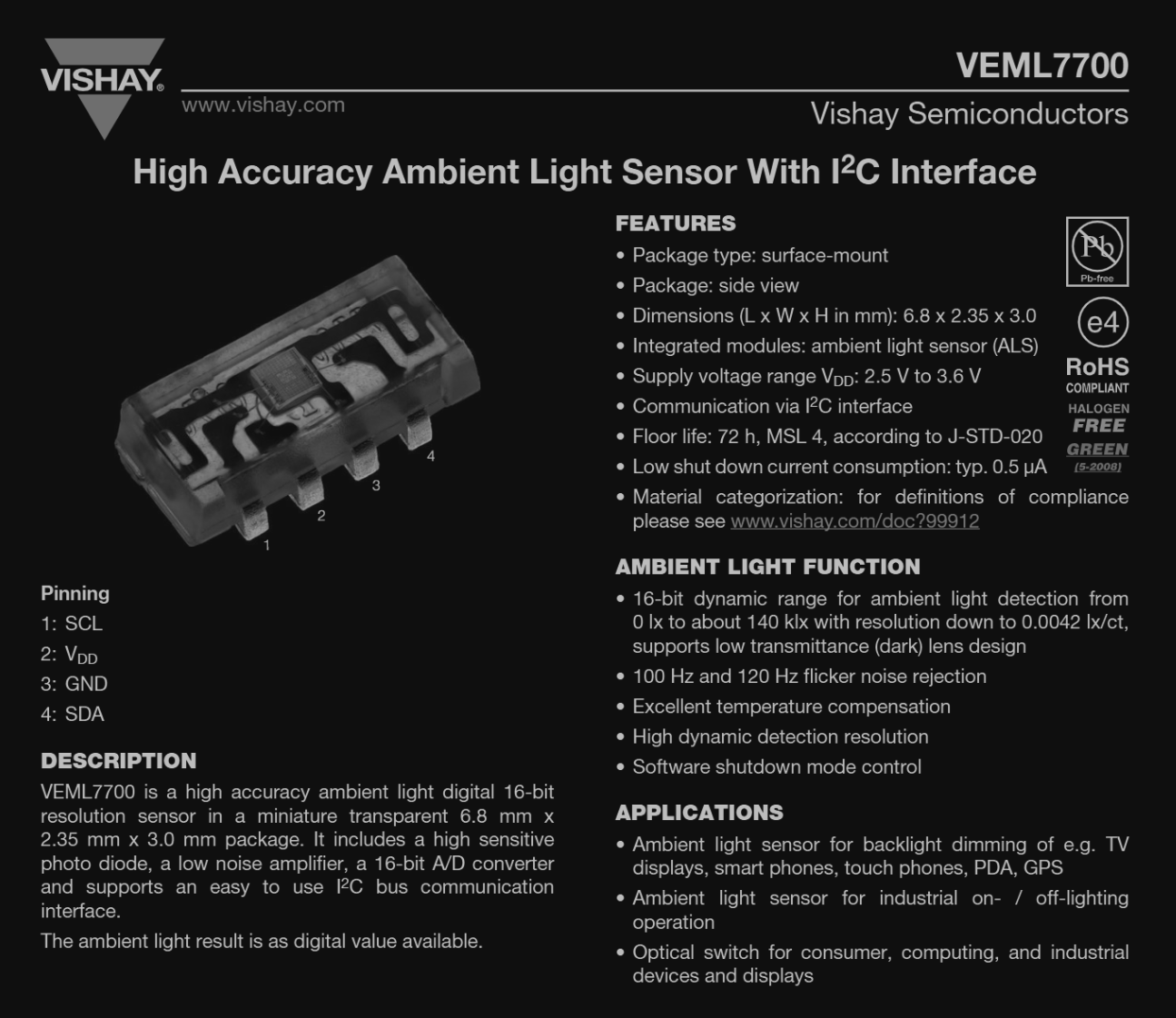 VEML7700 datasheet